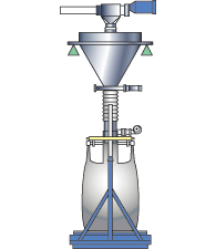 Weigh hoppers suspended above the bag filler