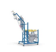 Mobile Bulk-Bag Aufgabe mit Halbrahmen, manueller Sackaufgabestation und flexiblem Schneckenförderer