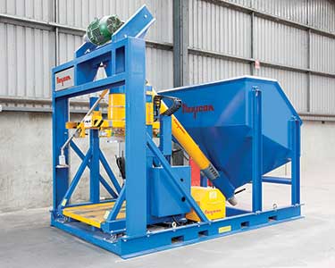 Hochleistungs-Abfüllstation für Big-Bags verarbeitet die abrasiven Mineralien Zirkon und Rutil