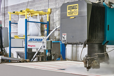Automatischer Granat (Edelstein) -Transport aus Big-Bags zum Wasserstrahlschneider